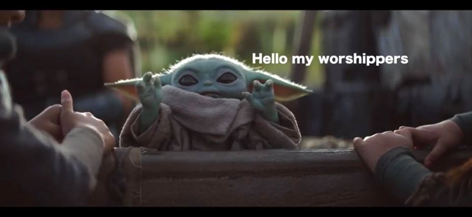This meme is a play on the song "Hallelujah" by Leonard Cohen, but with the lyrics "Hallelujah" changed to "Hello" and the response "Hallelujah" changed to "Hello". The meme features a picture of Baby Yoda from the Star Wars series, holding up a sign with the words "Hello" on it, and responding to someone who says "Hallelujah" with "Hello".
